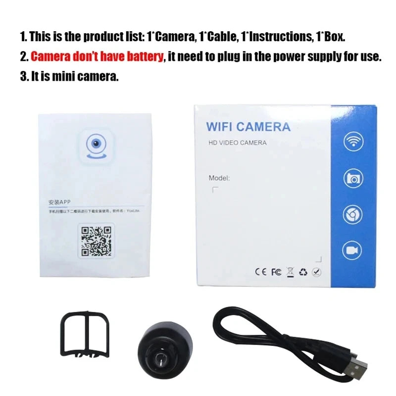 1080P Mini WiFi Camera with HD Night Vision, Home X5 Remote Monitoring for Kids, Pets, and Safety - Ideal Gift