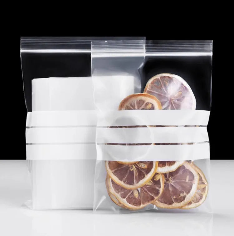 100PCS Clear PE Writable Ziplock Packaging Bag, Resealable Storage Pouch