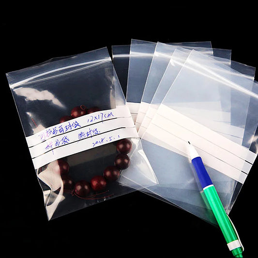 100PCS Clear PE Writable Ziplock Packaging Bag, Resealable Storage Pouch